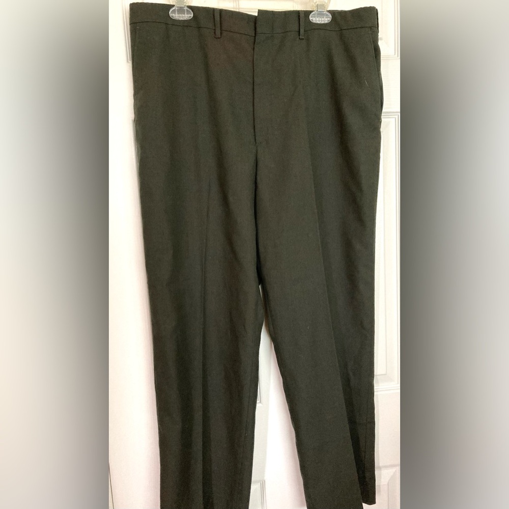 Hagar mens pants 37/29 polyester pants flat front tapered legs dark gray pants